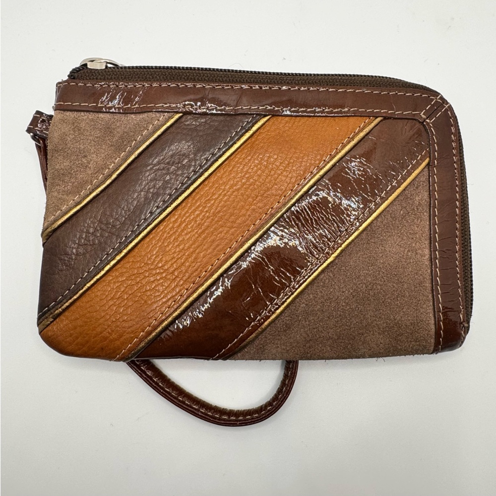 🔴 3/$15! Fossil Zip Around Leather Credit Card Wallet Wristlet